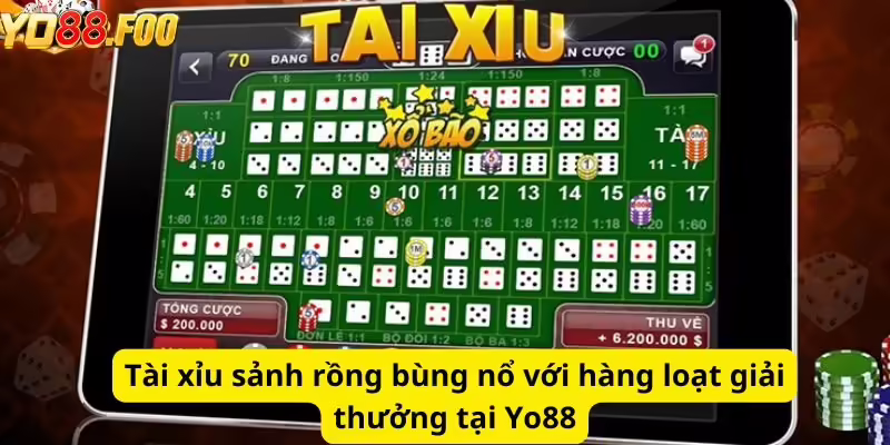 Tài xỉu sảnh rồng bùng nổ với hàng loạt giải thưởng tại Yo88